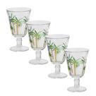 Jogo 4 Taças de Cristal Palm Hand Tree Coqueiro Transparente para Água Lyor 240ml