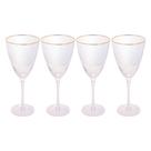 Jogo 4 Taças de Vinho com Borda Dourada Lines Vidro Transparente 400ml Wolff