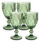 Jogo 4 Taças Para Água De Vidro Diamond Verde 300ML Jogo 4 Taças Para Água De Vidro Diamond Verde 300ML
