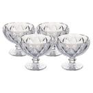Jogo 4 Taças Sobremesas Vidro 335 ML Diamante Transparentes