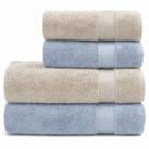 Jogo 4 - toalhas banho e rosto super soft zero twist - bege/azul - corttex