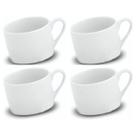 Jogo 4 Xícara Café Chá Chocolate Porcelana Branca Lisa 150ML
