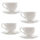 Jogo 4 Xícara de Café com Pires em Porcelana New Bone Butterfly Borboleta e Flores 100ml Lyor