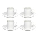 Jogo 4 Xícara De Café Porcelana Borda Dourada Com Pires Royal Premium 90ml Haüskraft