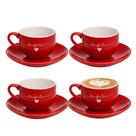 Jogo 4 Xícara de Chá Cappuccino de Porcelana 160ml Vermelha Coração Lamour Haüskraft