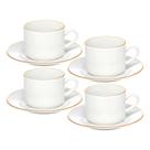 Jogo 4 Xícara de Chá Porcelana Borda Dourada com Pires Café Royal Premium 200ml Haüskraft