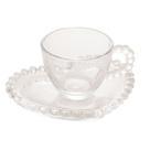 Jogo 4 xícaras 85ml para café de cristal coração com pires Pearl Wolff - 28383 Jogo 4 xícaras 85ml para café de cristal coração com pires Pearl Wolff - 28383