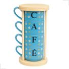Jogo 4 Xícaras Azul Hotel 200ml C/ Suporte Pinus - Café