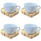 Jogo 4 xícaras Café 100ml Cônica com pires coração