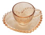 Jogo 4 Xicaras Café Cristal Ambar Com Pires Coração Pearl 85ml Wolff