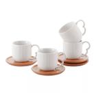 Jogo 4 Xicaras Cafe Oasis Com Pires Em Bambu 90ml Hauskraft
