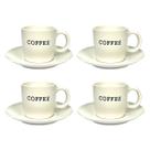 Jogo 4 Xícaras Cremona Com Pires De Cerâmica Café Chá 130ml