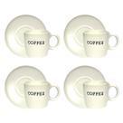 Jogo 4 Xícaras Cremona Com Pires Em Cerâmica Chá Café 130ml Jogo 4 Xícaras Cremona Com Pires Em Cerâmica Chá Café 130ml