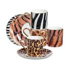 Jogo 4 xícaras de Café Aretha New bone Borda dourada 90ml -L Hermitage