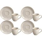 Jogo 4 Xícaras de Café Bio Latte 120ml com Pires Cerâmica Stoneware Porto Brasil Mesa Posta
