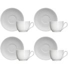 Jogo 4 Xícaras de Café com Pires 75ml em Porcelana Chevron Germer Branco Jogo 4 Xícaras de Café com Pires 75ml em Porcelana Chevron Germer Branco