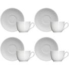 Jogo 4 Xícaras de Café com Pires 75ml em Porcelana Chevron Germer Branco Jogo 4 Xícaras de Café com Pires 75ml em Porcelana Chevron Germer Branco