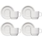 Jogo 4 Xícaras de Café com Pires de Porcelana 65ml Classe Única Iguaçu Germer Branco