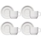 Jogo 4 Xícaras de Café com Pires de Porcelana 65ml Classe Única Iguaçu Germer Branco