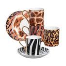 Jogo 4 xícaras de Chá Aretha New bone borda dourada 190ml -L Hermitage