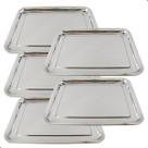 Jogo 5 Bandejas Retangular Aço Inox 40x30cm Rasa