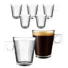 Jogo 5 Caneca Xícara De Vidro Para Café Chá 80ml Canelada Lines