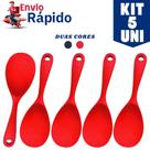 Jogo 5 Colher de Servir Silicone Arroz Utensílio Antiaderente Multiuso Preparar Não Risca Panela