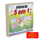 Jogo 5 em 1 caixa de madeira MDF 18 peças Carlu 1068 Jogo 5 em 1 caixa de madeira MDF 18 peças Carlu 1068