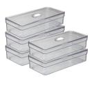 Jogo 5 Organizadores Baixo Transparente P/ Geladeira Porta Ovos