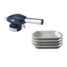 Jogo 5 Peças Maçarico Aço Inox Kook + 4 Travessas Creme Brulee Jogo 5 Peças Maçarico Aço Inox Kook + 4 Travessas Creme Brulee