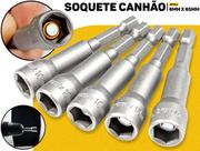 Jogo 5 Peças Soquete Canhão Magnético Bramix 10mm x 65mm Parafusar C/ Precisão Parafusadeira Construção Reparos