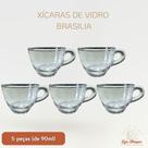 Jogo 5 Peças Xícaras de Café Expresso 90ml Vidro Diversos Modelos Luxo Moderno Liso Texturizado