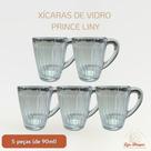 Jogo 5 Peças Xícaras de Café Expresso 90ml Vidro Diversos Modelos Luxo Moderno Liso Texturizado