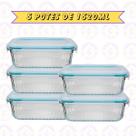 Jogo 5 Potes Canelado 1520ml Airfryer Microondas Freezer