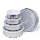 Jogo 5 Potes Inox Tampa Marmita Conjunto Vasilha Refeiçao Alimento Organizaçao