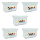 Jogo 5 Potes Tampa Com Trava 1 Litro, Pote Alto Organizador Retangular Marmita BPA Free