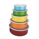 Jogo 5 Tigelas Estilo Bowl Em Aço Inox Com Tampa De 250 a 1250ml