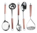 Jogo 5 Utensílios De Cozinha Gênova Colher Concha Pegador