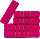Jogo 5pçs 2 Banho + 2 Rosto + 1 Tapete P/Banheiro 100% Algodão Alta Absorção - Rosa Pink