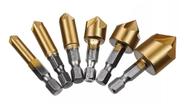 Jogo 6 Brocas Escareadora Chanfrar Madeira Aluminio 6 A 19mm