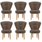 Jogo 6 Cadeiras Moderna Decor para Mesa de Jantar Estofada Pés de Madeira Ergonômica
