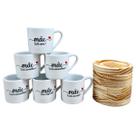 Jogo 6 Caneca Xícara Café Expresso Porcelana 100ml Frases Estampa:Mãe preto frases c/ pires