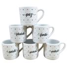 Jogo 6 Caneca Xícara Café Expresso Porcelana 100ml Frases Estampa:Poá colorido Jogo 6 Caneca Xícara Café Expresso Porcelana 100ml Frases Estampa:Poá colorido