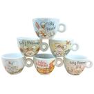 Jogo 6 Caneca Xícara Coelho Páscoa Café Expresso Porcelana Estampa:150ml Páscoa