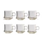 Jogo 6 Caneca Xícara De Vidro Para Café Chá 85ml Canelada Lines