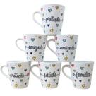 Jogo 6 canecas Cônicas 120ml Frases Motivacionais -Porcelana