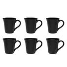 Jogo 6 Canecas de 330ml Tulipa Preto Oxford Cerâmicas
