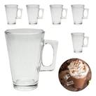 Jogo 6 Canecas De Vidro 250 Ml Capuccino Chá Café Xícara Transparente