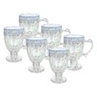 Jogo 6 Canecas De Vidro Decorado Luxo Taça Rainbow 190ml