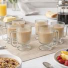 Jogo 6 Canecas Xícaras De Vidro Canelada Café Cappuccino Expresso 95ml Jogo 6 Canecas Xícaras De Vidro Canelada Café Cappuccino Expresso 95ml